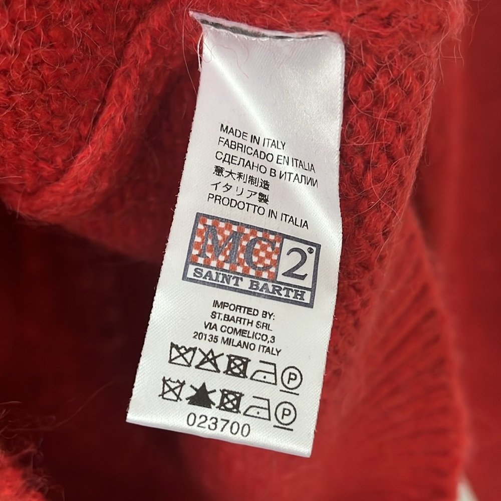 MC2 Saint Barth Red Crew Neck Sweater Vibrant Knit Casual - Picture 7 of 11